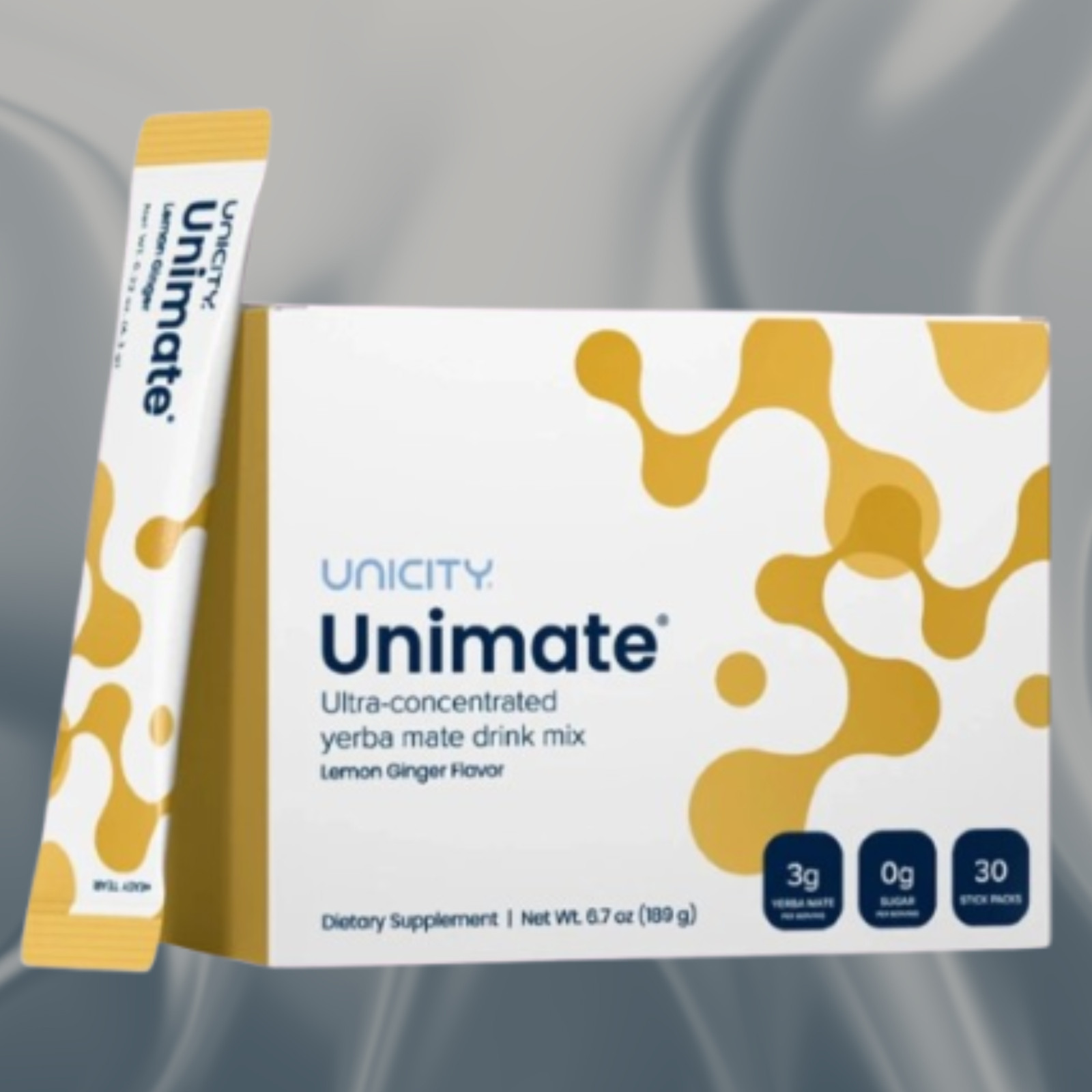 NEW Sealed Unicity Unimate Lemon Ginger – 30 Stick Pack Drink Mix