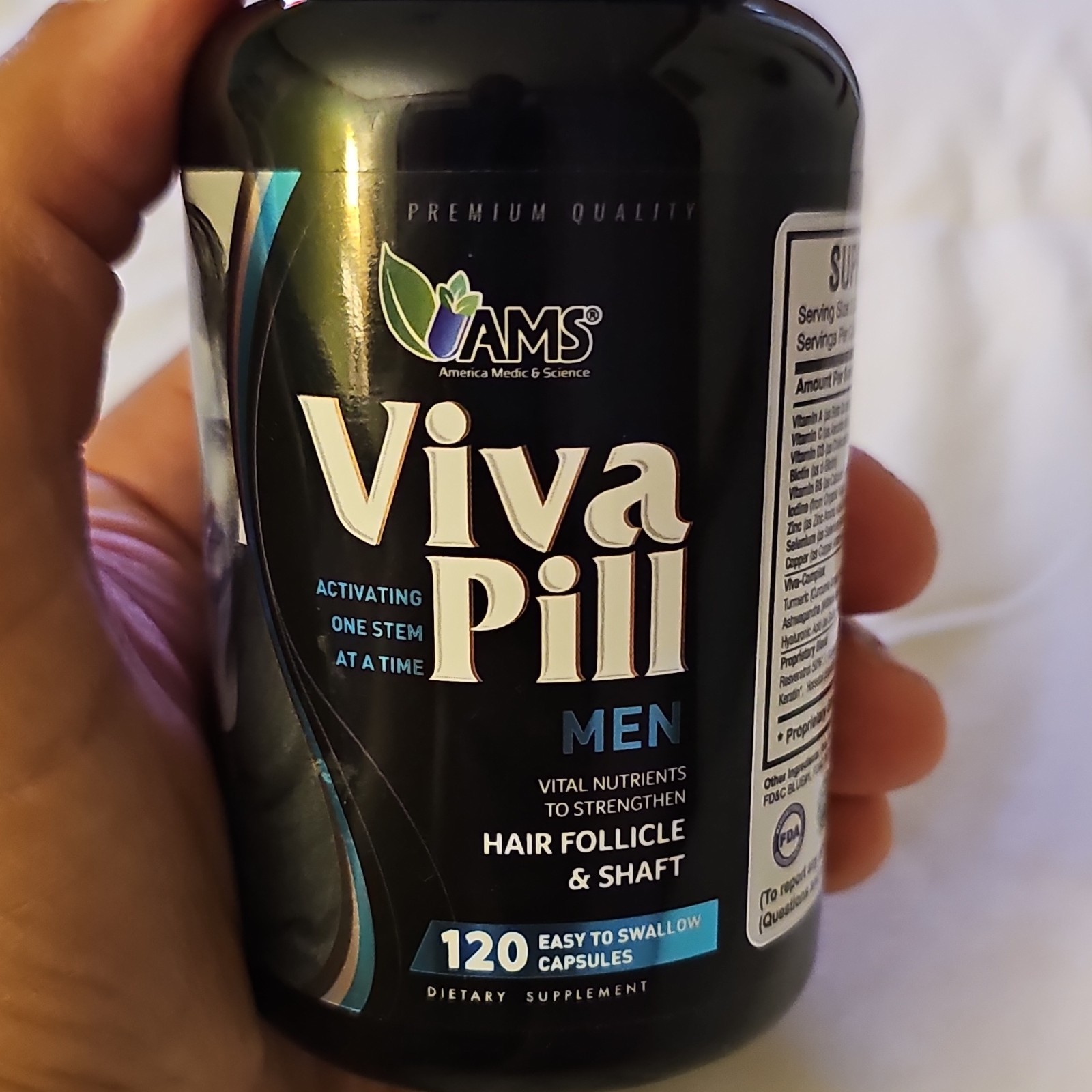AMS Viva Pill Hair Follicle Shaft Capsule Men 120ct Skin Nail Exp 06/2027