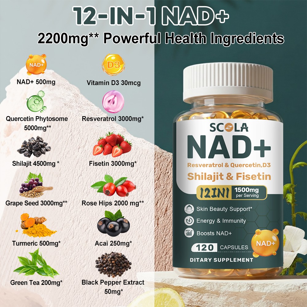 NAD+ Supplement 1500mg with Resveratrol | Cellular Health & Energy | 240Caps
