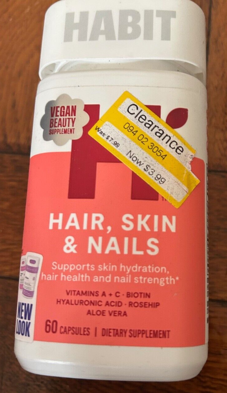 Habit Hair Skin Nails 60 Capsules Supports Skin Hydration, Exp 01/2027