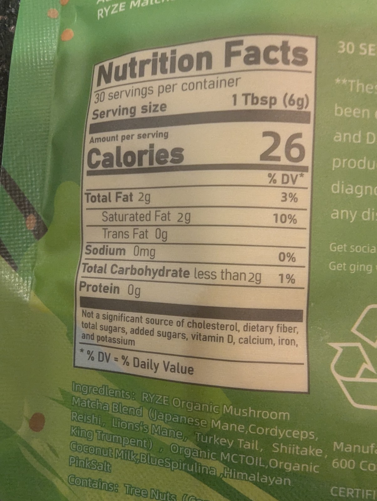 (2) Ryze Organic Mushroom Matcha + Coffee- 30 Servings Sealed Exp 9/27