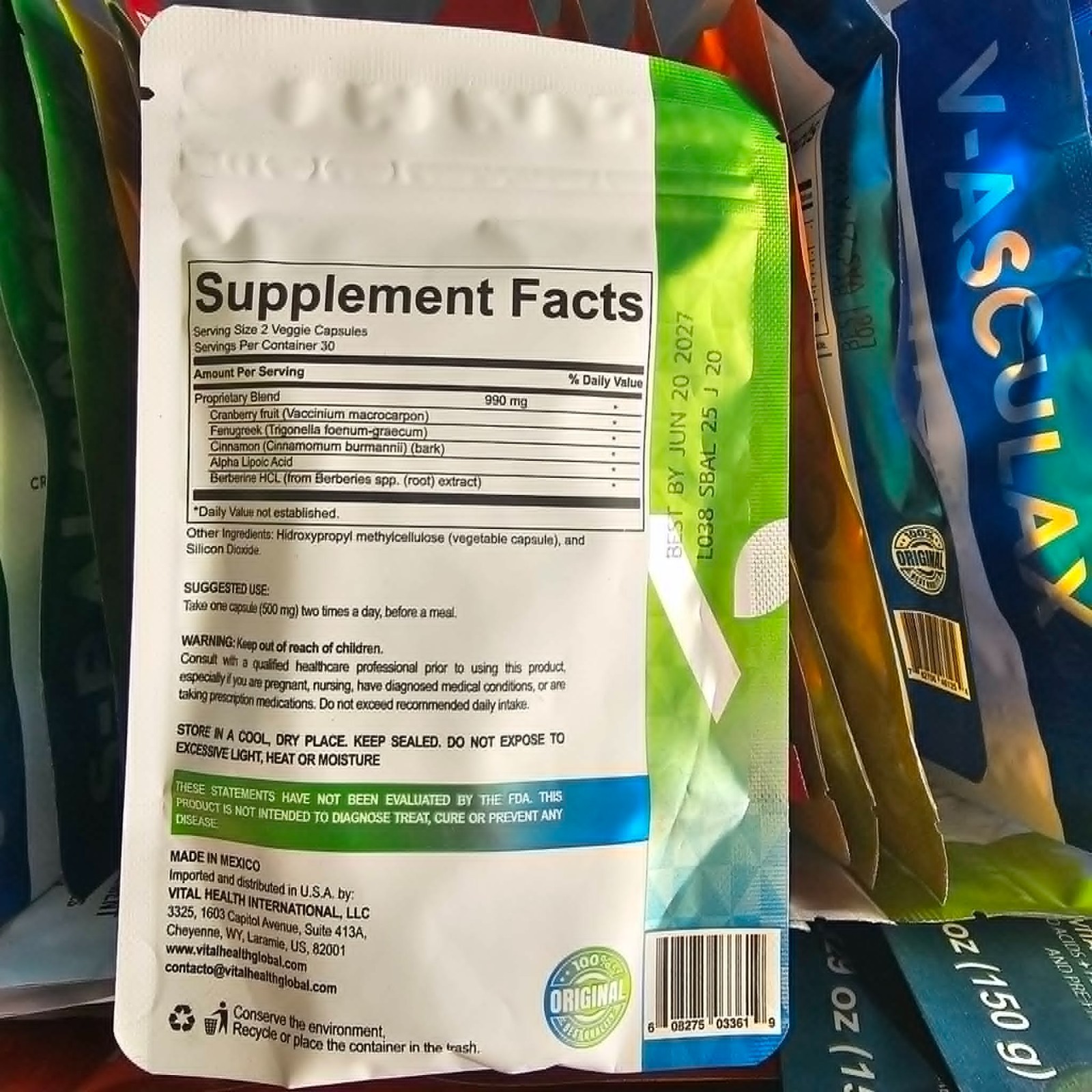 Vital Health S Balance 60 Veggie Caps. Blood Sugar Support. Berberine Cranberry