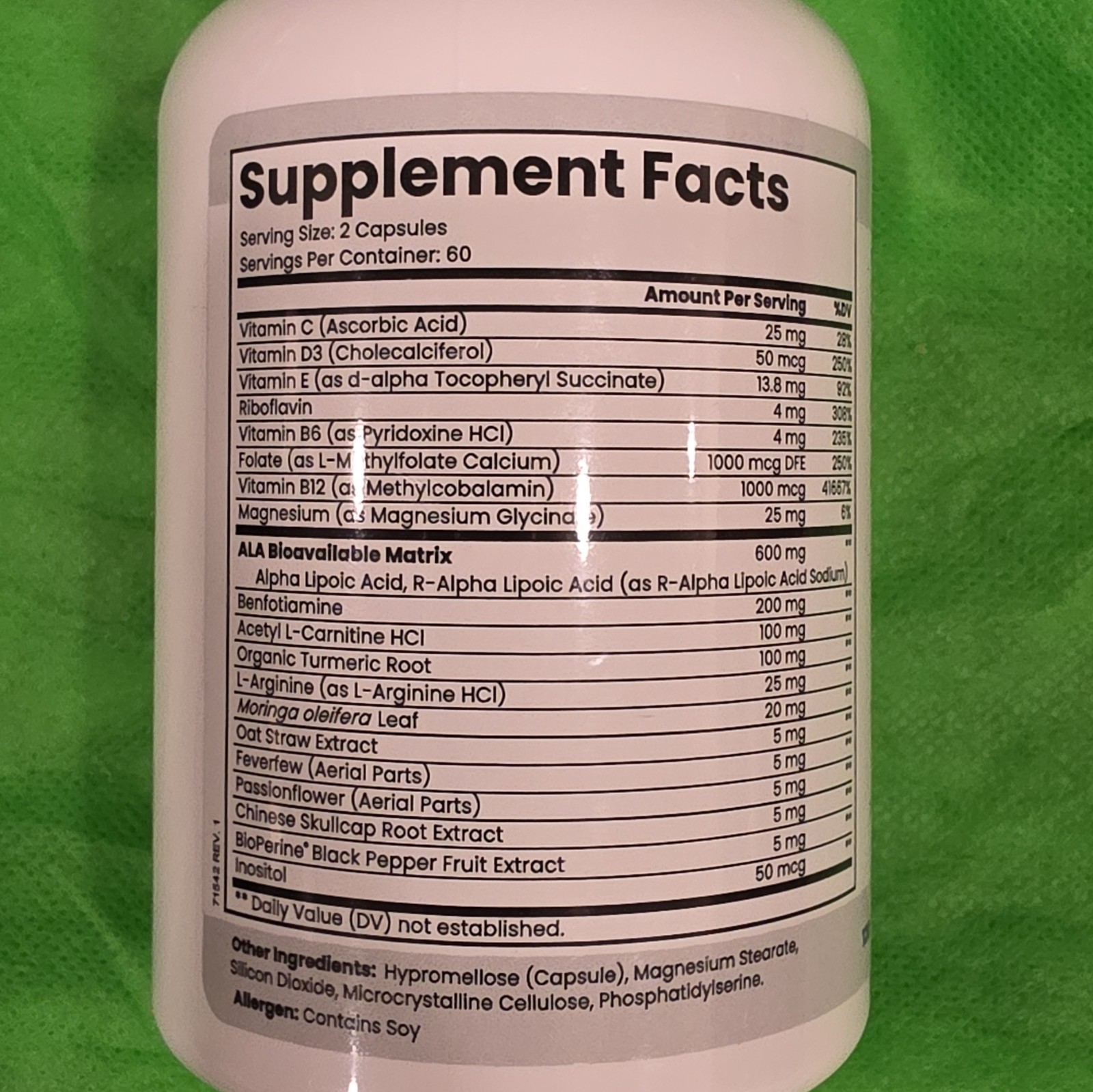 Zen Nutrients NeuraZenx Nerve Support Alpha Lipoic Acid 1200mg 120 Caps GMO Free