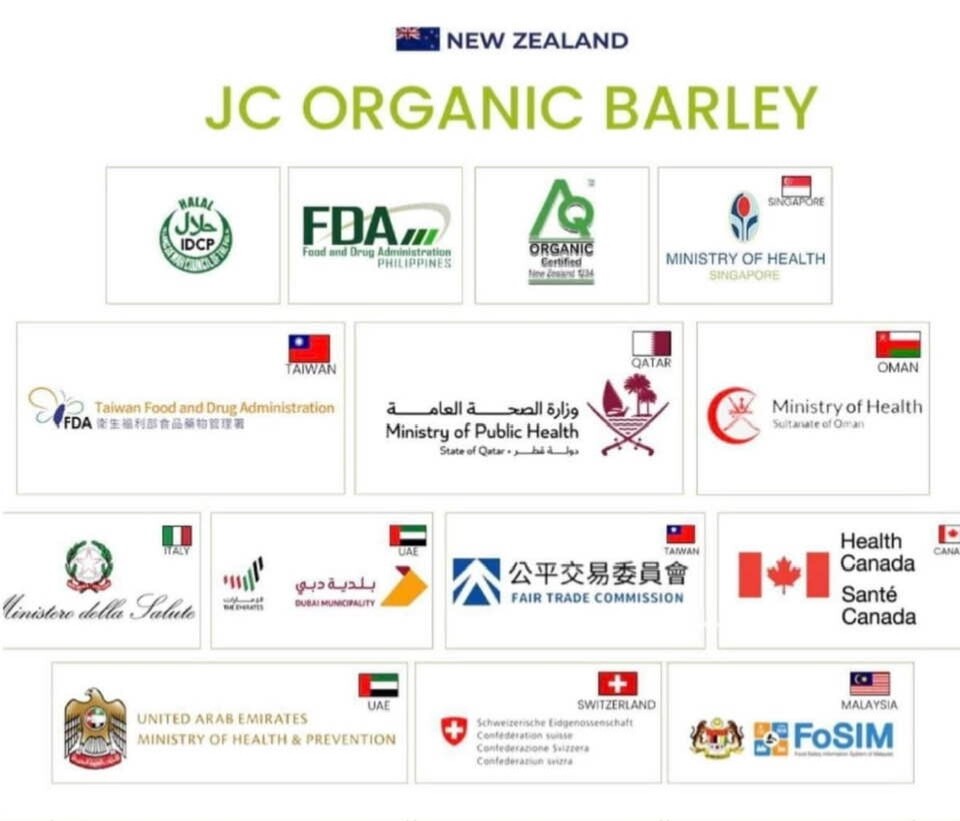 JC pure organic barley power juice with stevia from New Zealand