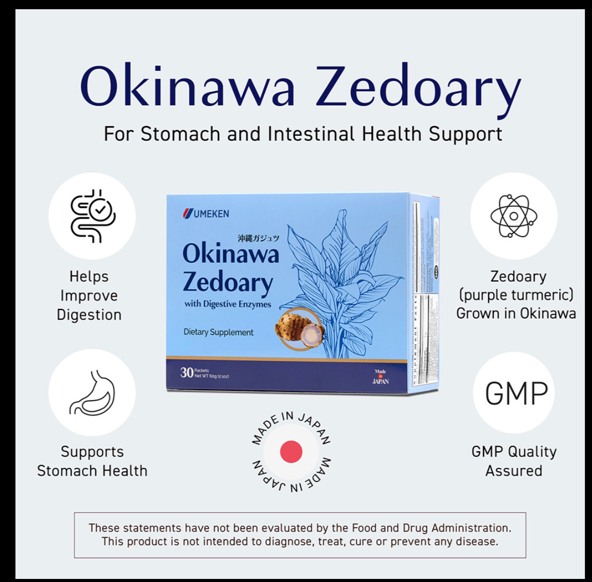 Umeken Okinawa Zedoary with Digestive Enzyme (30 Packs) Japan Authentic