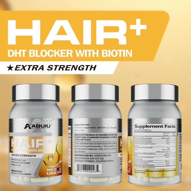 (2-PK) Biotin Vitamins DHT Blocker Supplement Supports Healthy Hair (60 Caps)