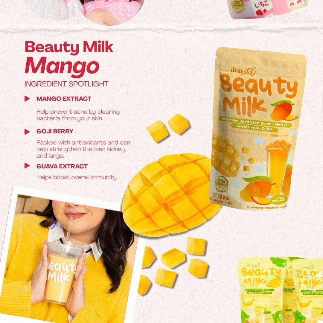 Dear Face Beauty Milk Premium Japanese Sweet Mango Drink 10 Sachets