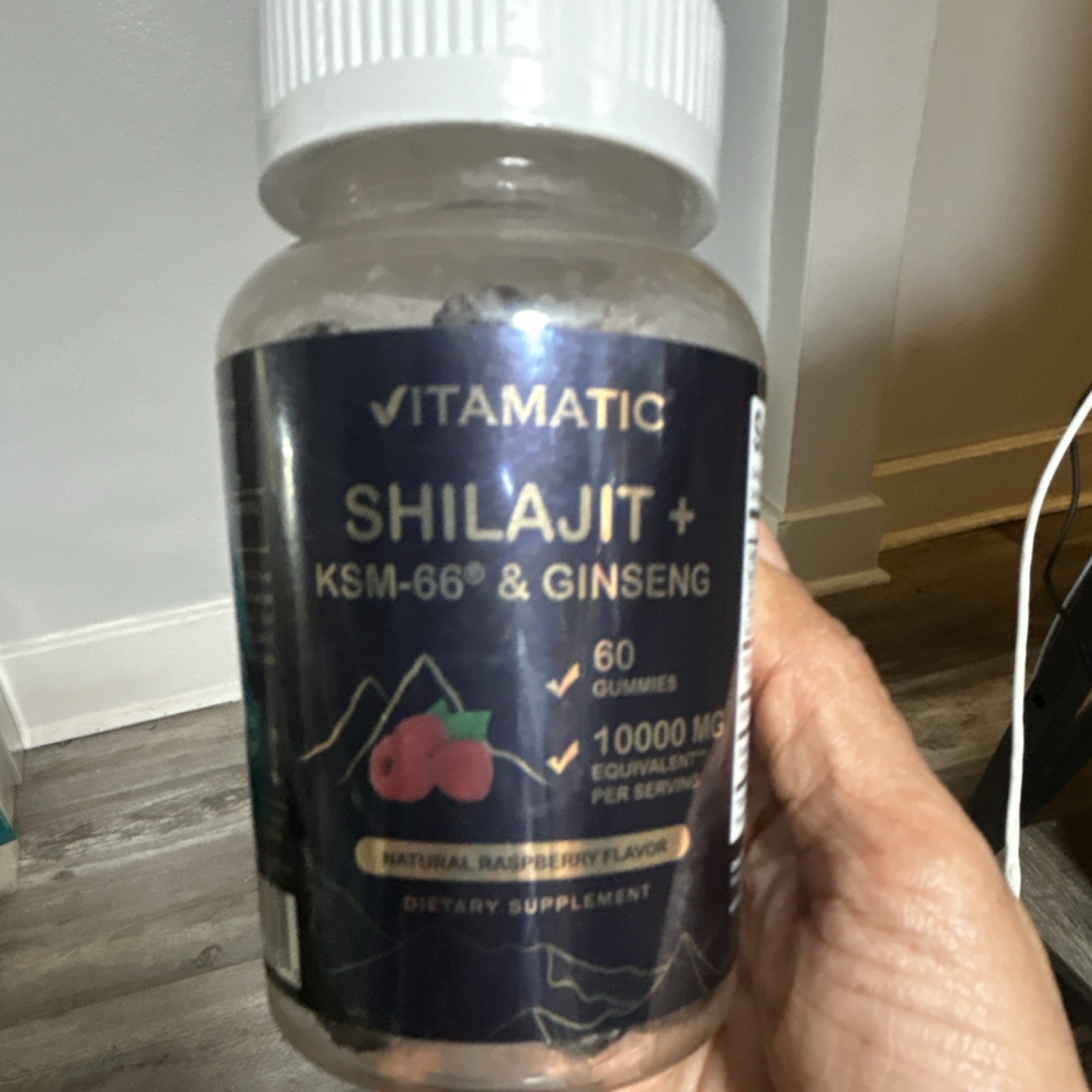 Vitamatic Shilajit Ashwagandha Ginseng Gummies 10000mg 60 Natural Raspberry