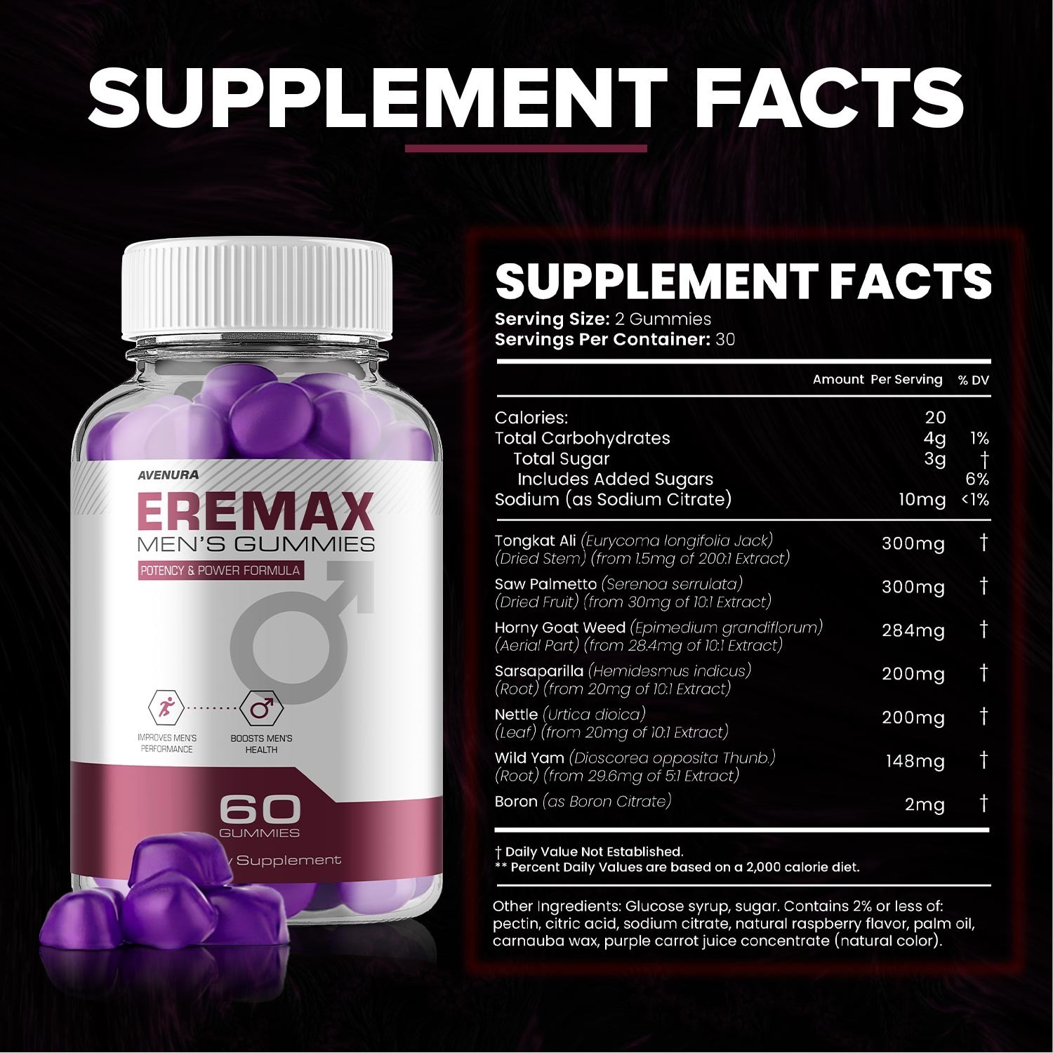 (2 Pack) Eremax Gummies for Men – Gummy Natural Blend for Overall Support