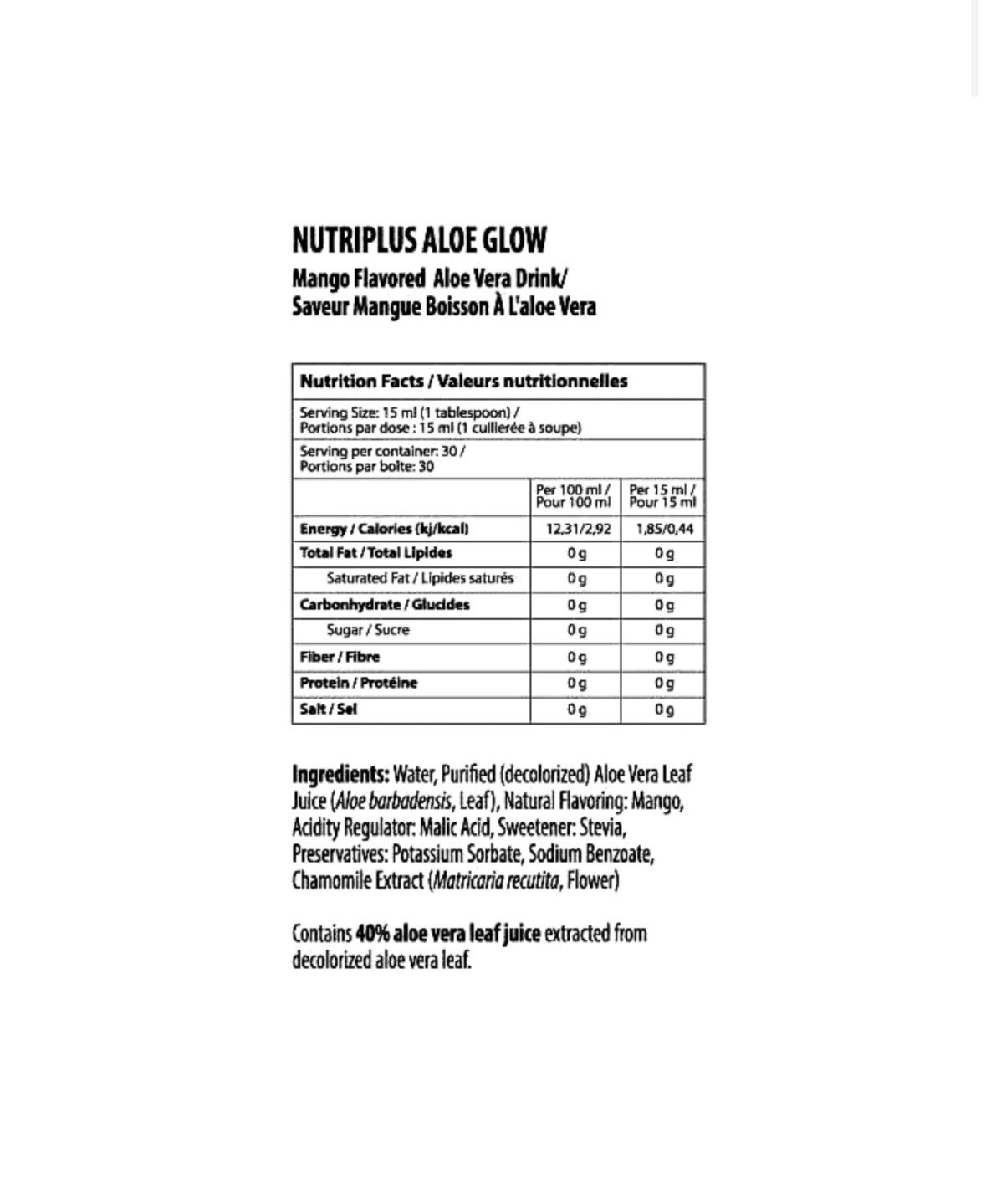 Farmasi Nutriplus Aloe Glow, flavor Mango, 15.22 Fl. Oz. New!