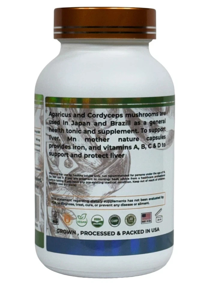Organic Chaga Cordyceps Black Hoof Schisandra Mushrooms & Herbal Blend 120 Caps