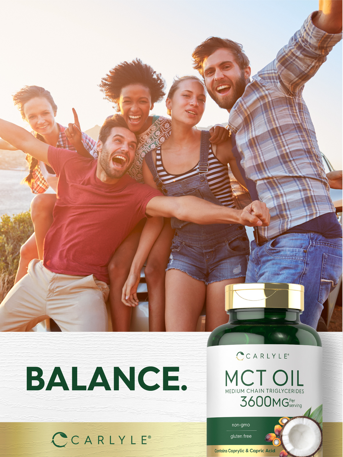 MCT Oil Capsules 3600 mg | 70 Softgels | Keto Coconut Oil Pills | by Carlyle