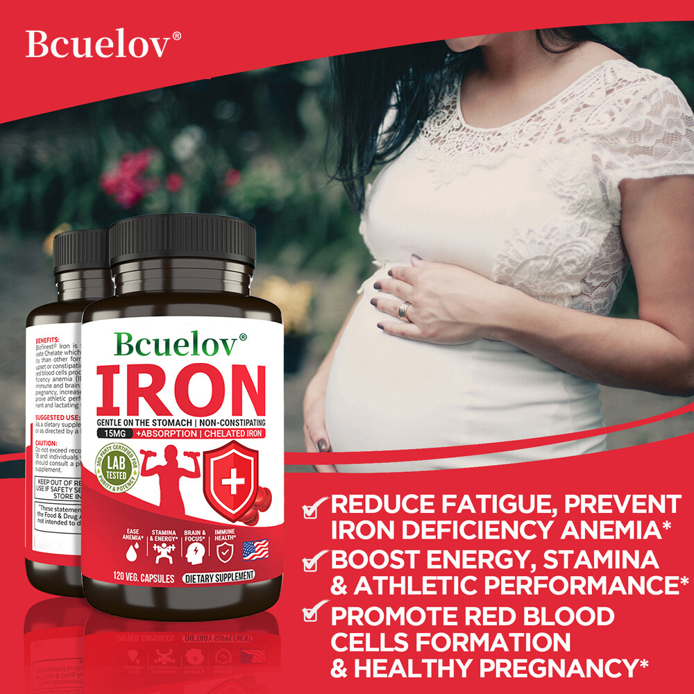 Iron 15mg Supplement – Chelated Gentler on Stomach Non Constipating