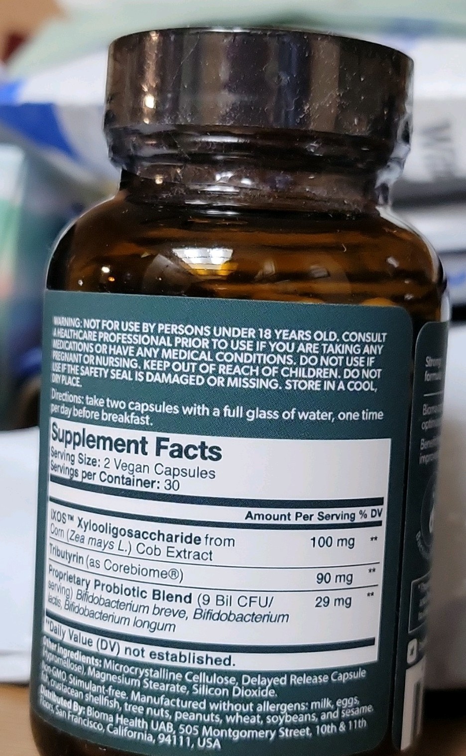 BIOMA Probiotic Capsules Digestive Support & Weight Mgmt 60 Vegan, Unflavored
