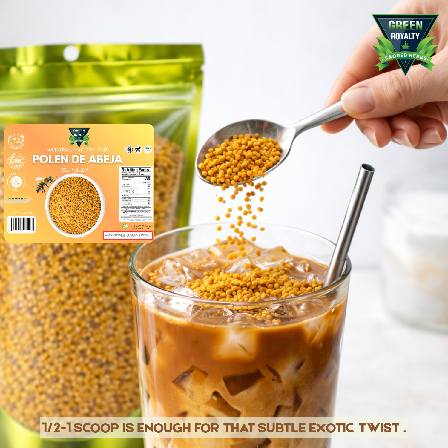 GREEN ROYALTY BEE POLLEN GRANULES 10OZ (POLEN DE ABEJA)ALL PURPOSE