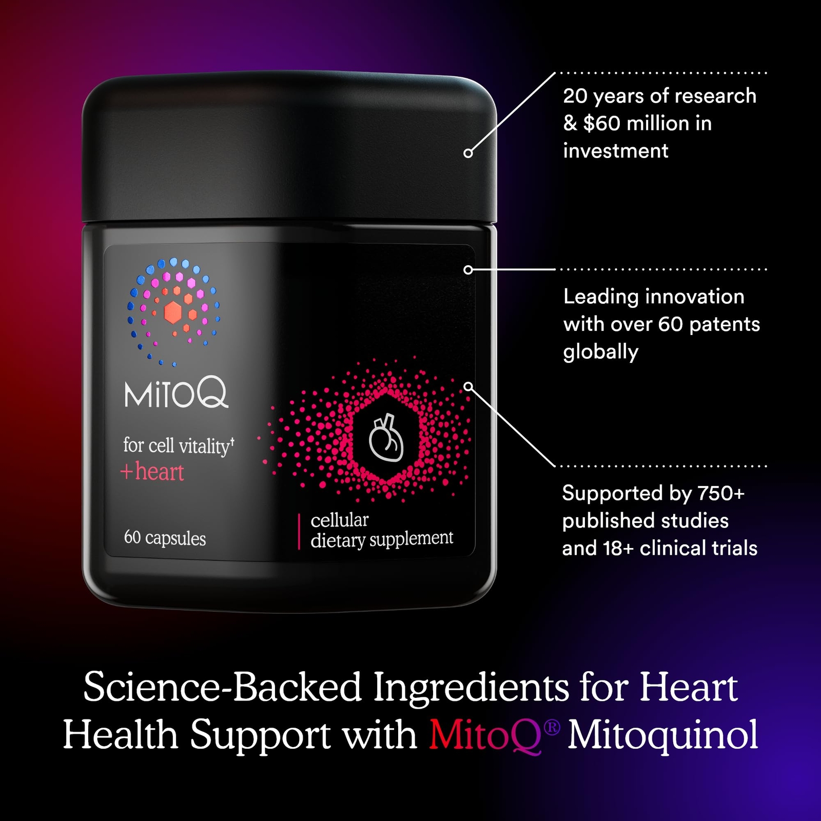 MitoQ +Heart Premium CoQ10 Antioxidant – Contains Mitoquinol Mesylate Magnesi…