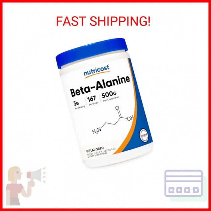 Nutricost Beta Alanine Powder 500 Grams (1.1lbs) – Pure Beta Alanine, Gluten Fre