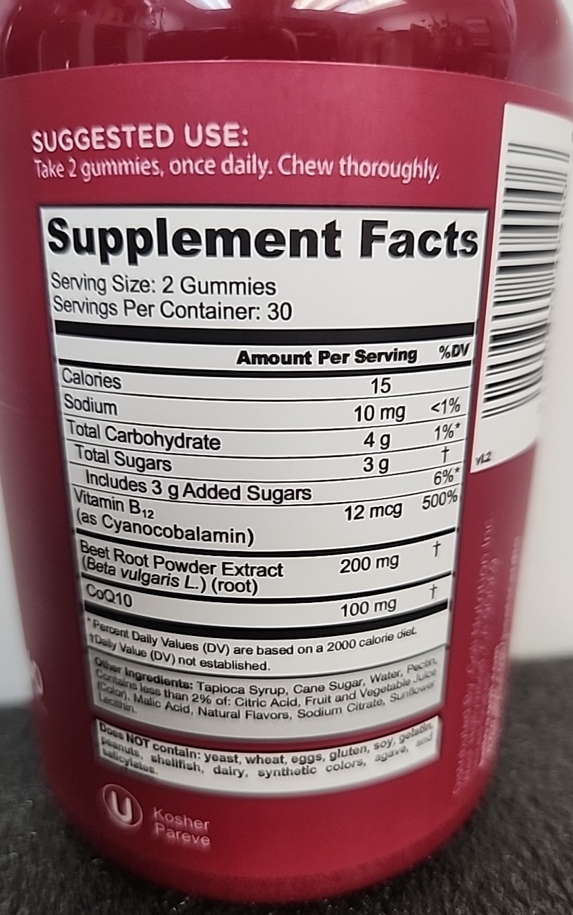 Goli Nutrition Beets Cardio Gummies 100mg CoQ10 +Vitamin B12 Heart Health