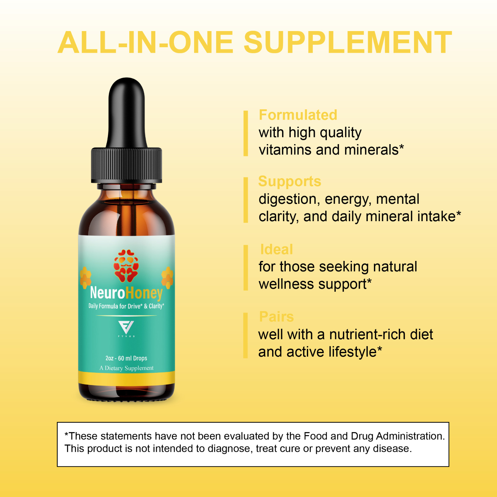 (2 Pack) Neuro Honey Advanced Formula Drops, NeuroHoney Memory Support (4oz)