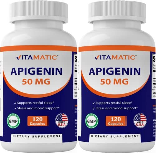 2 Pack Vitamatic Apigenin 50mg – 120 Vegetarian Capsules (Total 240 Capsules)