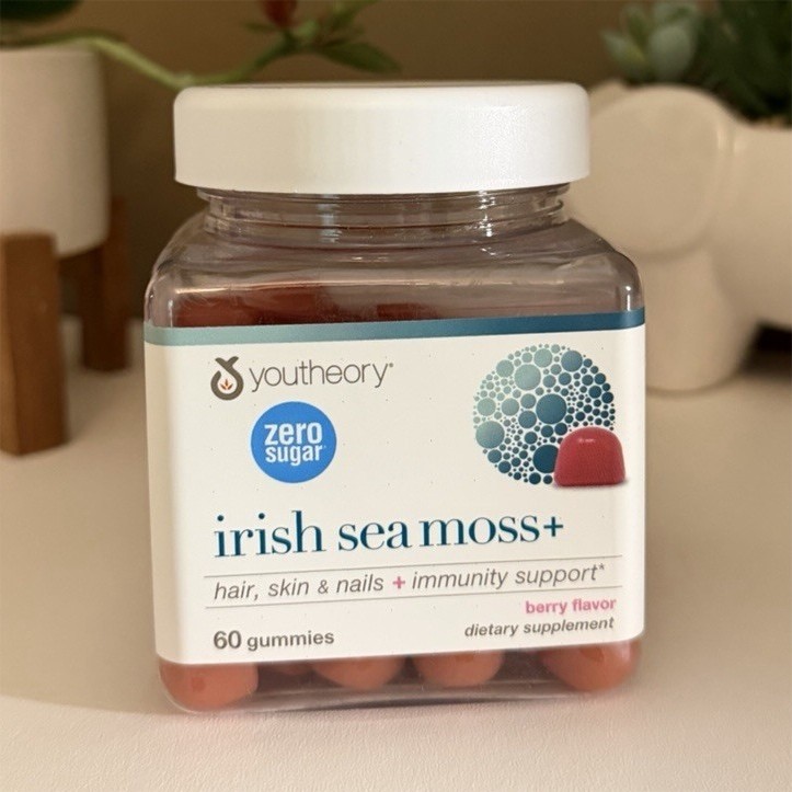 Youtheory Irish Sea Moss Vitamin C D Zinc Zero Sugar Berry 60 Gummies