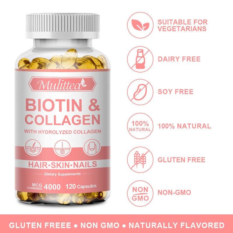 Biotin 4000mcg & Collagen for Hair, Skin & Nails Health – Dietary Supplement 120