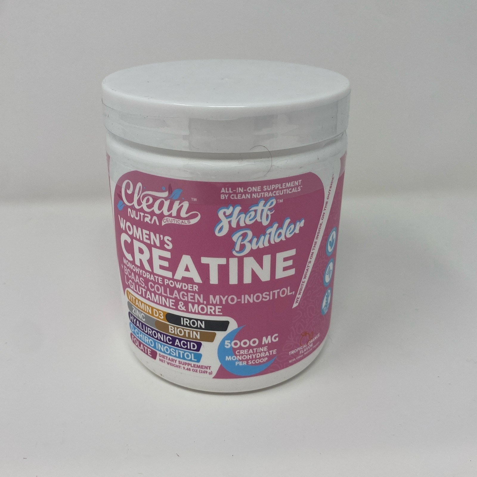 Clean Nutraceuticals Women’s Creatine Shelf Builder, Tropical Orange 269g