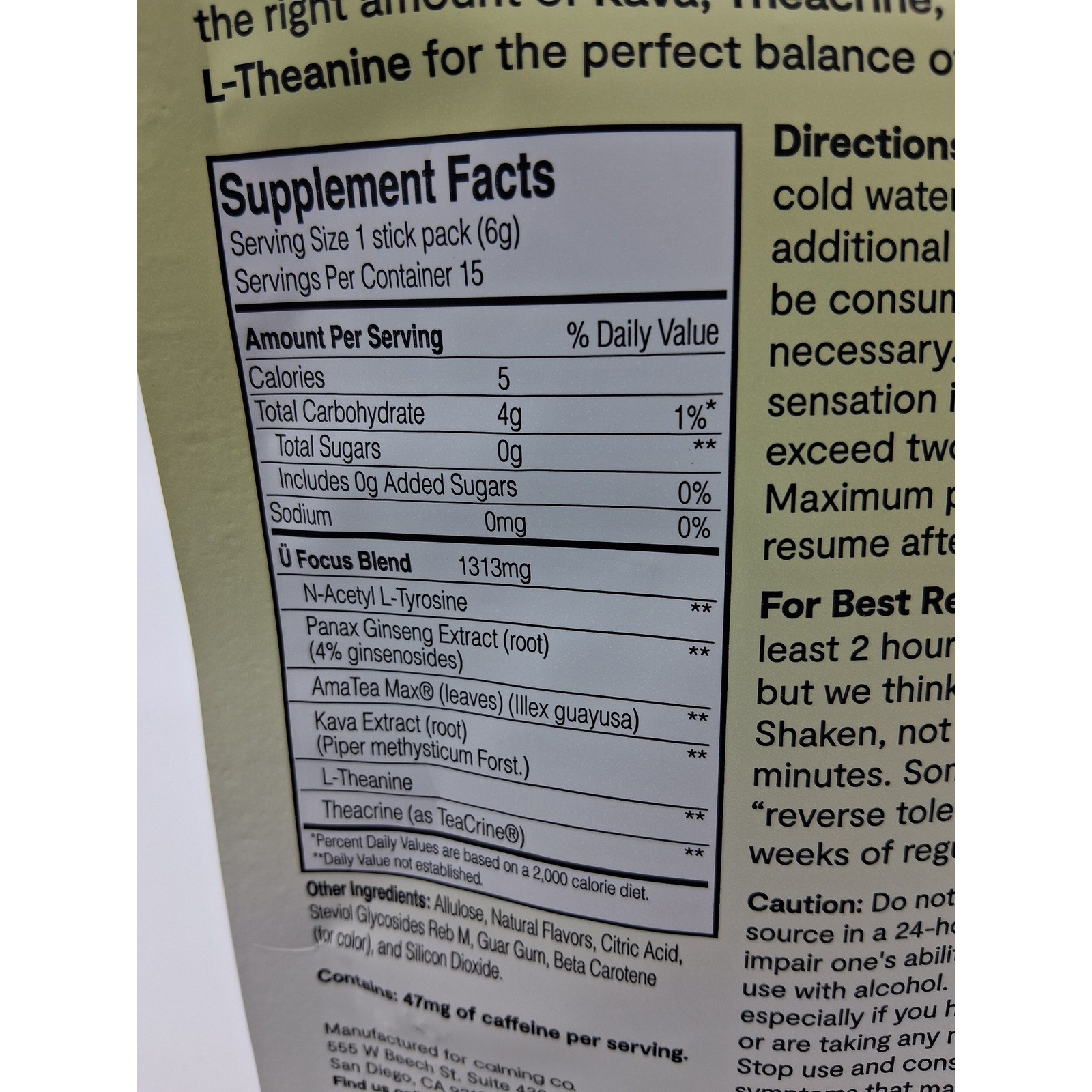 Calming Co U Focus – Orange Citrus 15 sticks open bag, SEALED packets
