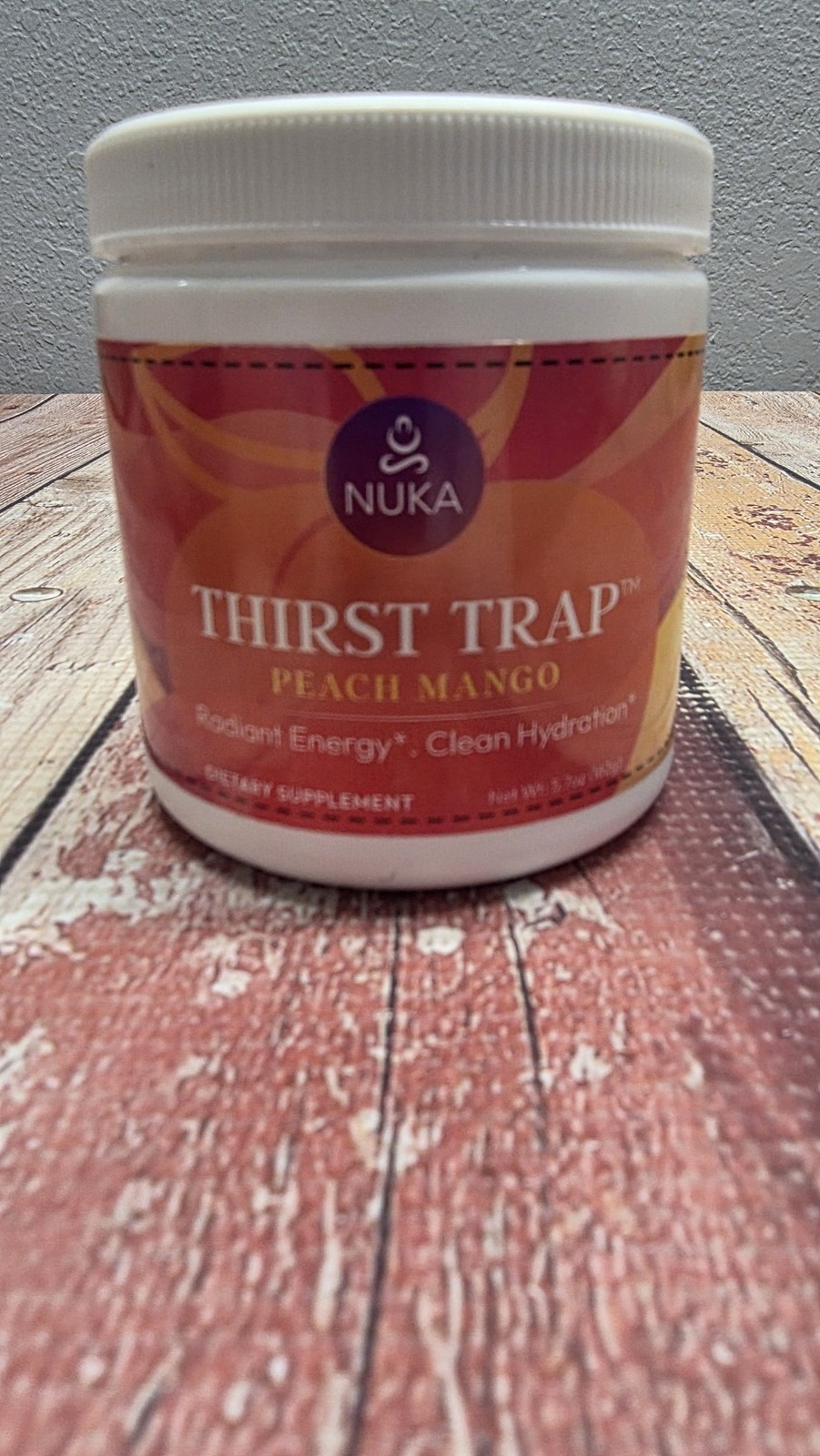 NUKA THIRST TRAP Peach Mango Dietary Supplement Powder Radiant Energy Hydration