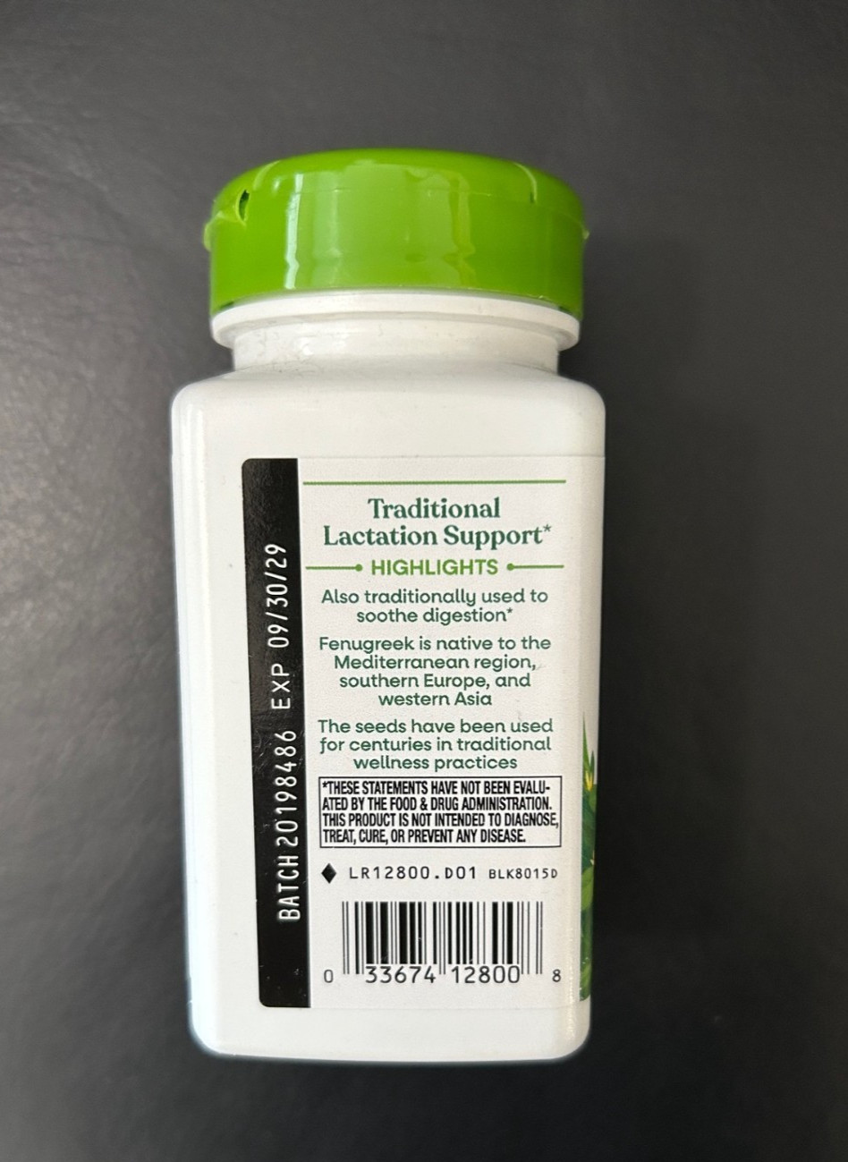 Nature’s Way Fenugreek Seed 100 Vegan Capsules Lactation Support Exp 9/2029