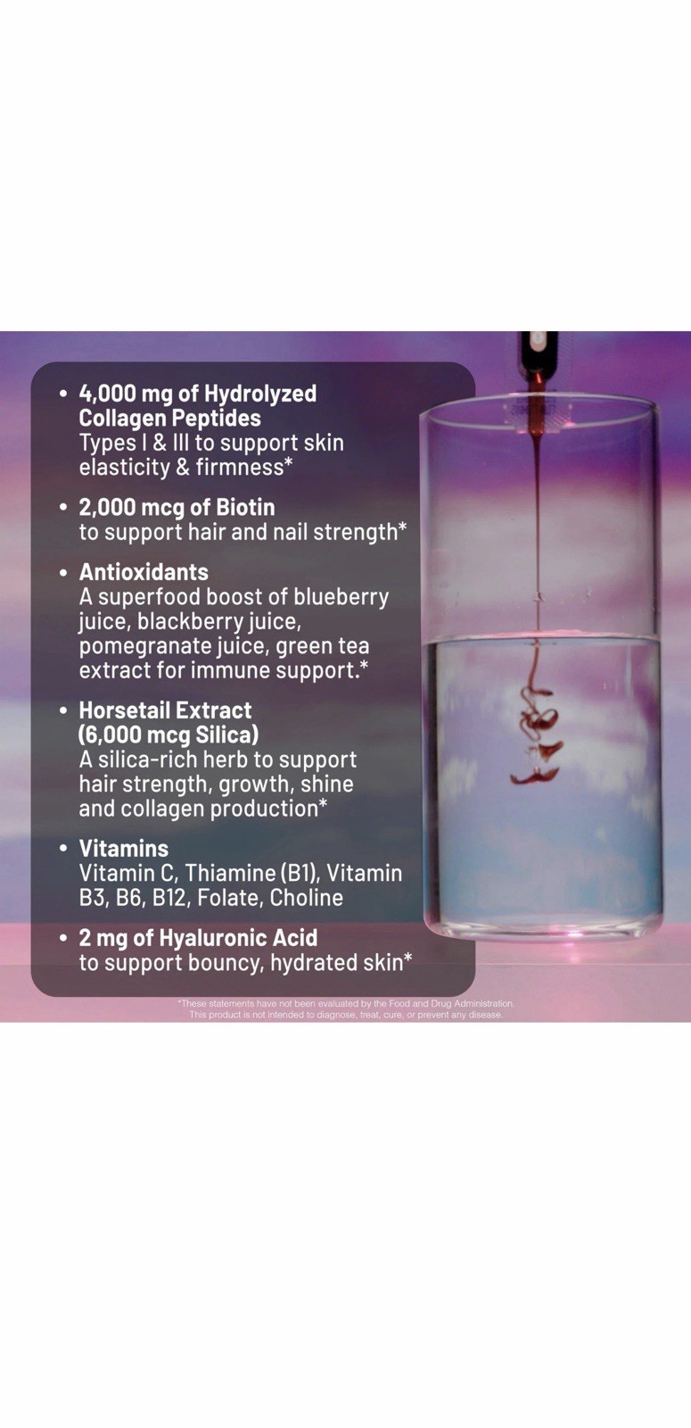 NatureWise Liquid Collagen + Hyaluronic Acid Biotin Mixed Berry 4000mg 30 Tubes
