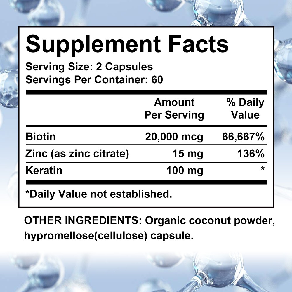 High Dose Biotin 20,000mcg Complex – For Hair Growth,Strong Nails & Glowing Skin
