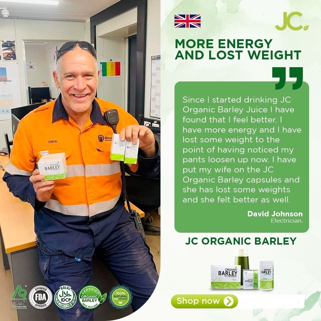 JC pure organic barley power juice with stevia from New Zealand