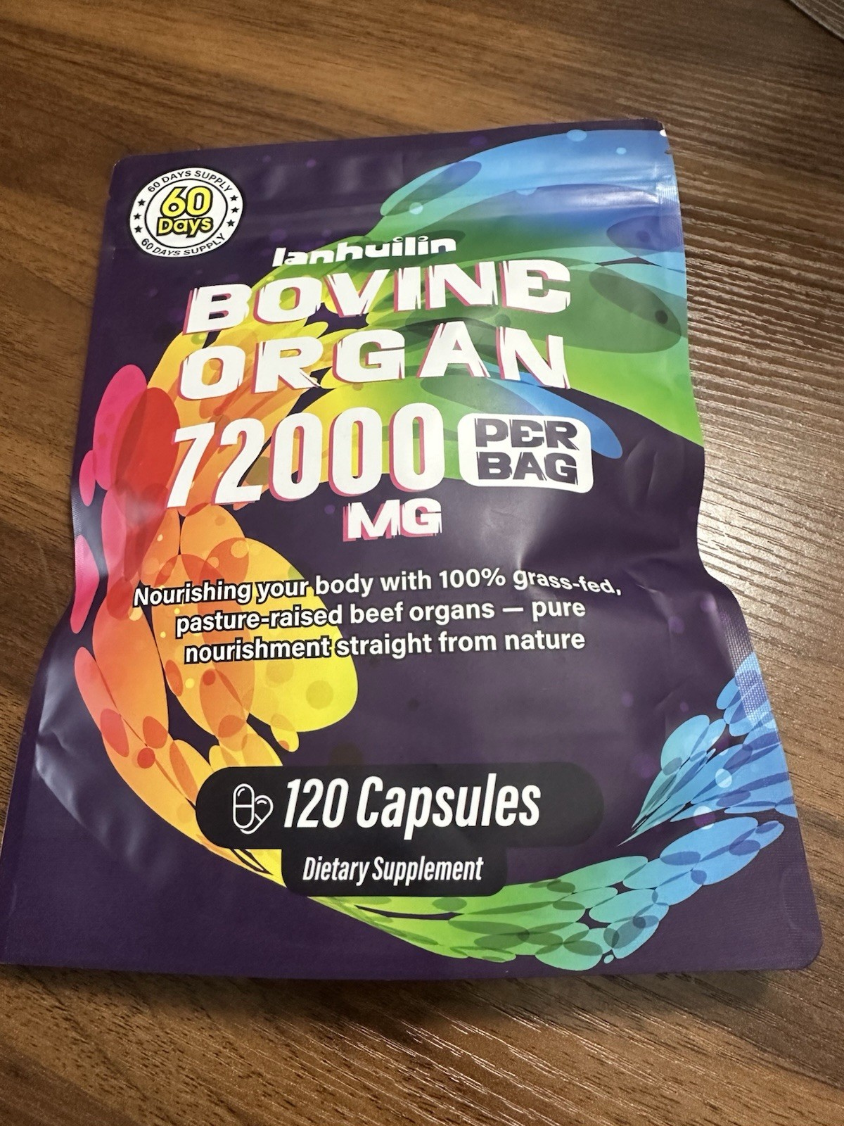 Ianhuilin Bovine Organ 72000mg 120 Capsules Beef Organs Dietary Supplement