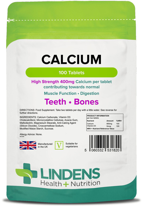 Lindens Calcium Carbonate 400mg Tablets Food Supplement