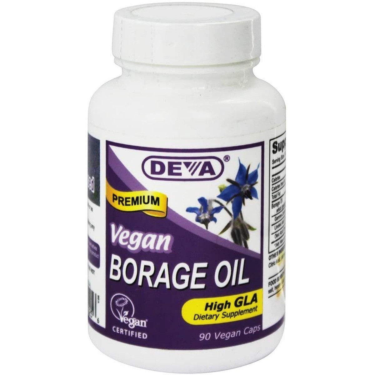 Deva Premium Vegan Borage Oil 90 Capsules Supplement Seeds 1 Pack