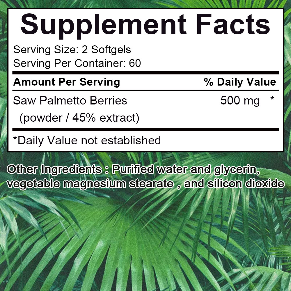 Saw Palmetto, Supports Prostate Health, Urinary Health, 500 mg, 30 to 120 Caps