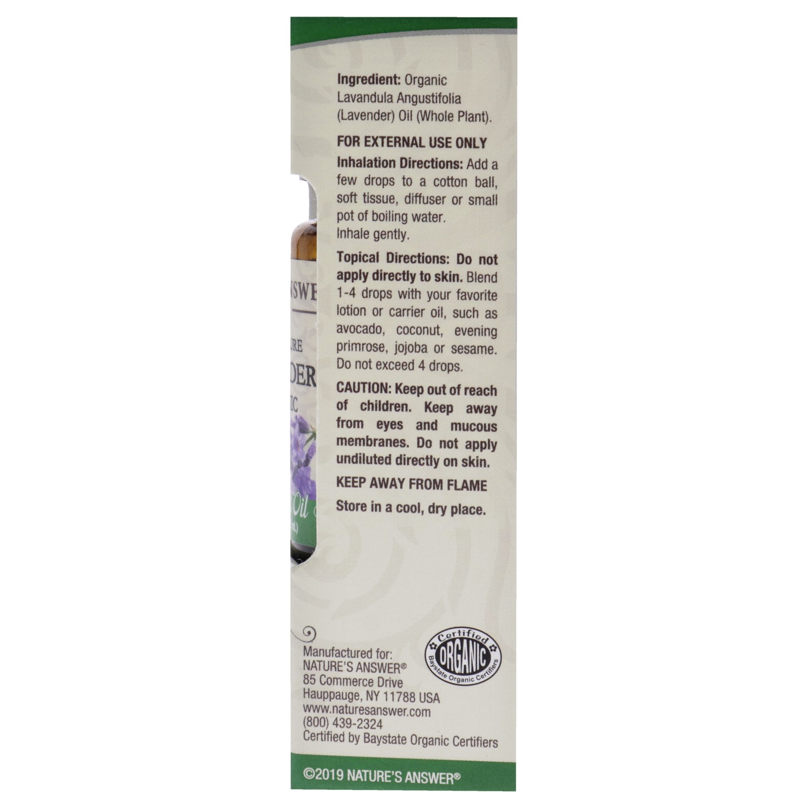 Essential Oil Organic – Lavender by Natures Answer for Unisex – 0.5 oz