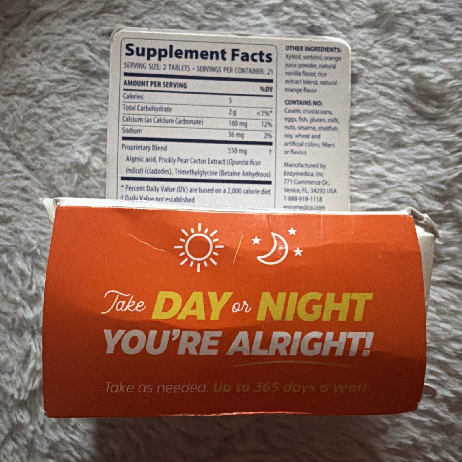 Enzymedica Heartburn Hero 42 Chewables Orange Vanilla Vegan Exp 03/2027