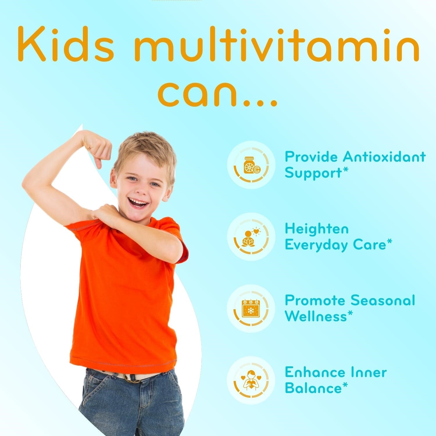 Kids Liquid Multivitamin Sugar Free Immune Support Orange Flavor 1 Month
