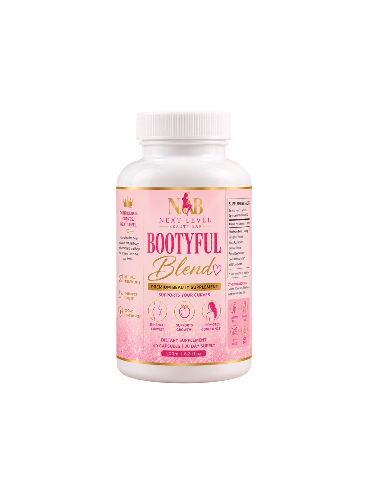 Next Level Beauty Bar Bootyful Blend Beauty Supplement 60 Capsules 500mg