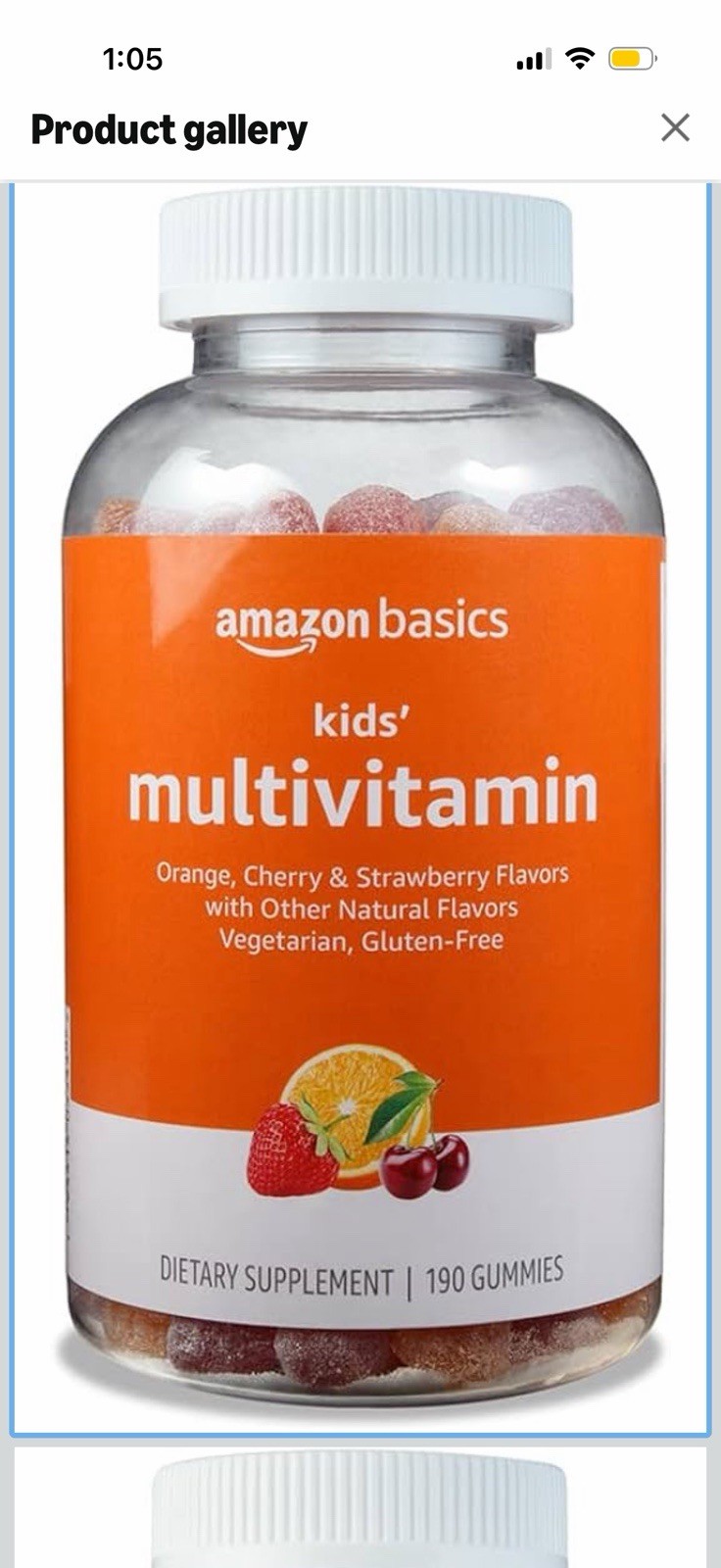 Halal vegetarian Amazon basics Multivitamin Gummy 190 Count