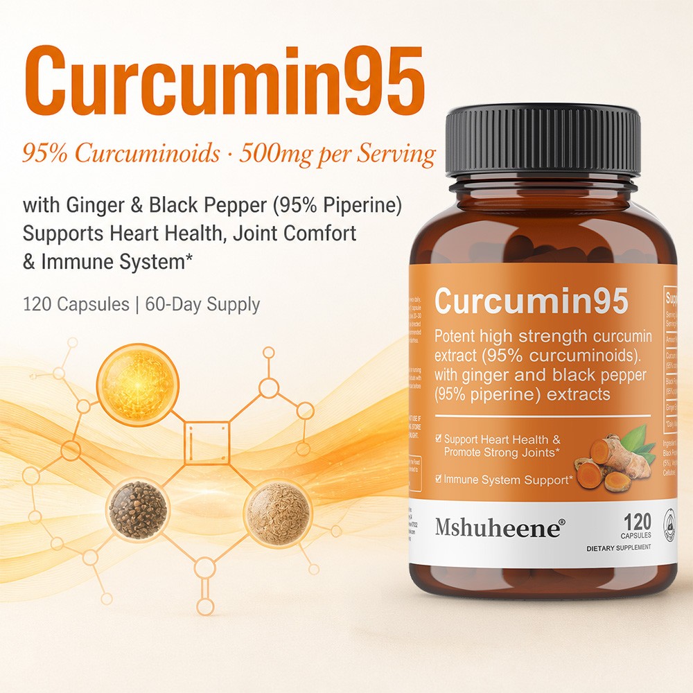 Turmeric Capsules with Ginger & Black Pepper,Joint & Heart Support, 30~120 Caps