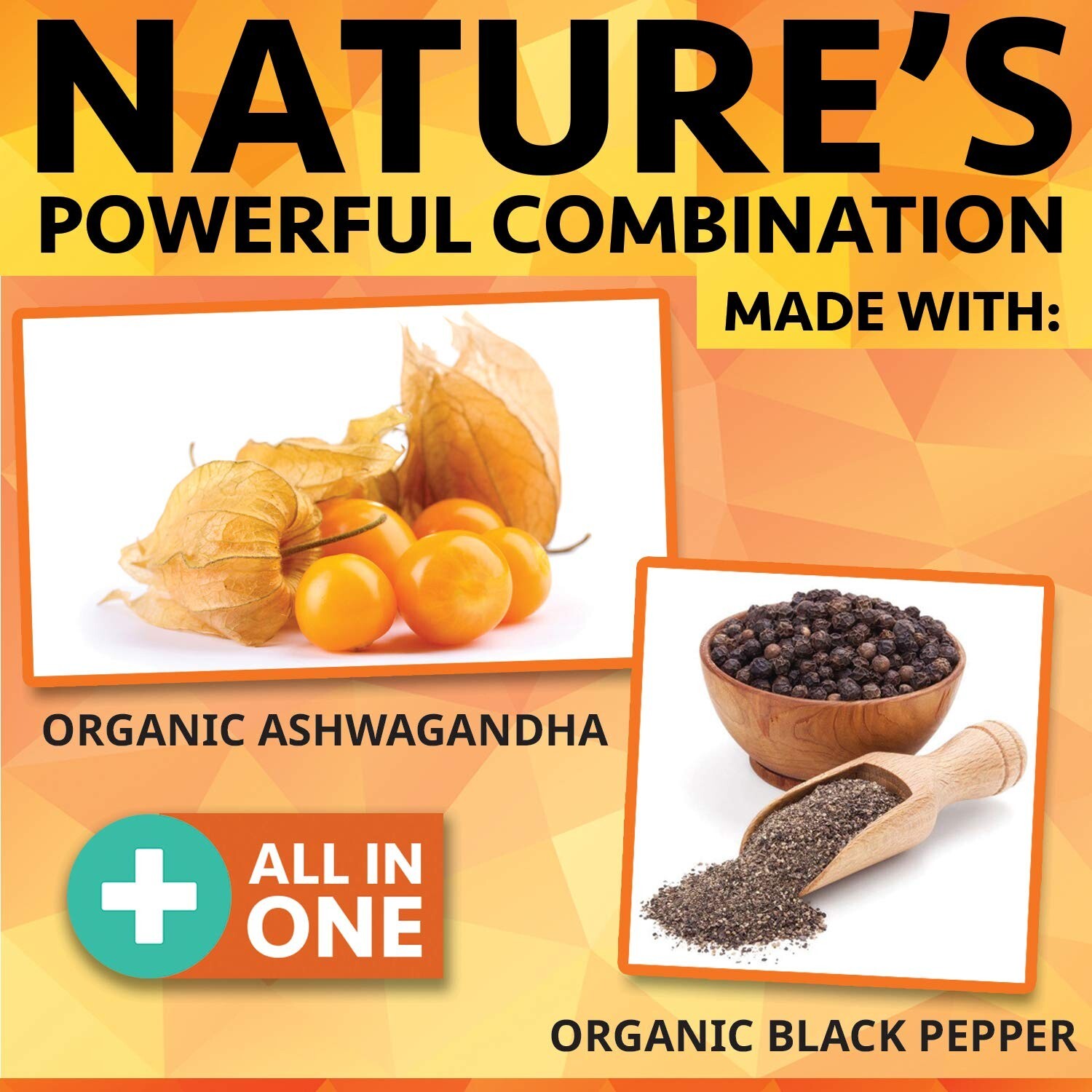 Organic Ashwagandha with Black Pepper – 180 Capsules – 1950mg Maximum Strengt…
