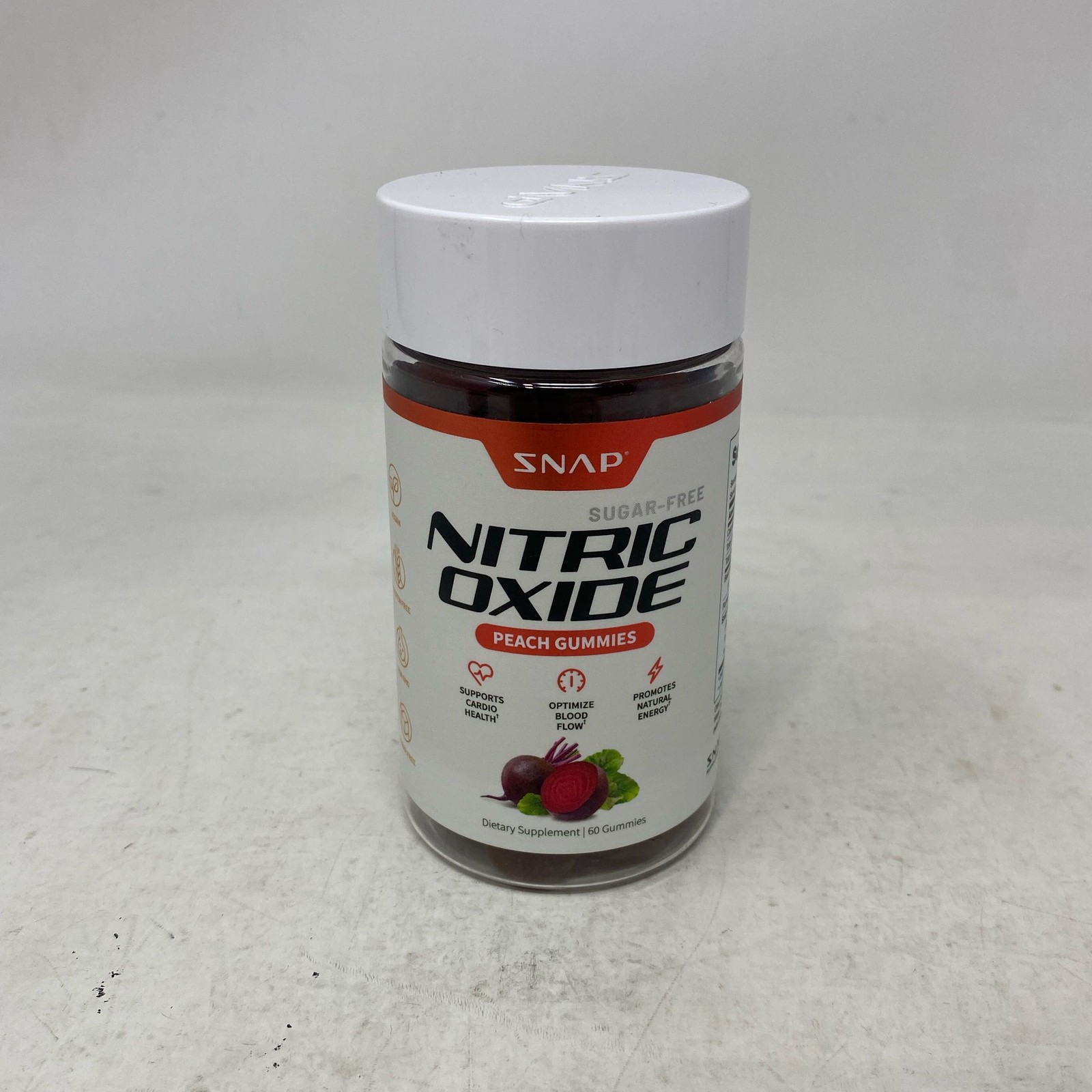 SNAP Supplements Nitric Oxide Peach Gummies 60ct Sugar-Free