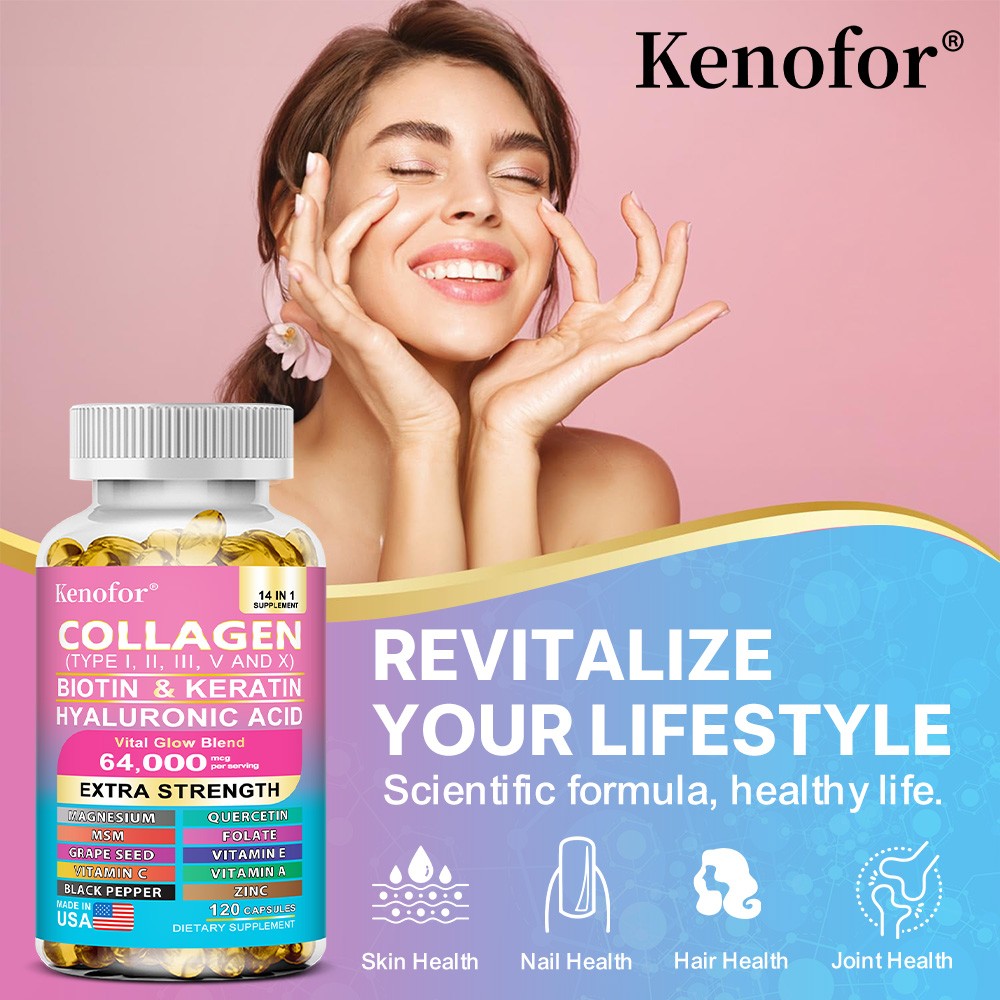 Collagen Supplements Improve Skin Nail Hair Joint Health Vitamins 120 Softgels