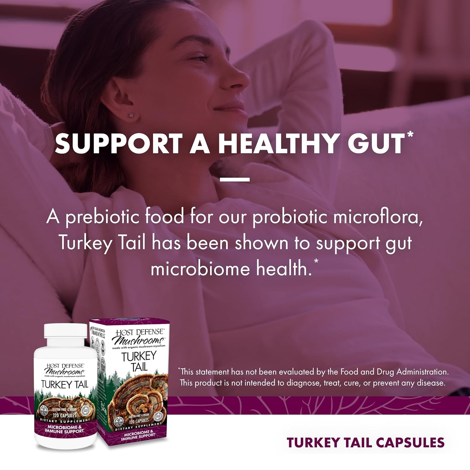 Host Defense Mushrooms Turkey Tail, 120 Capsules