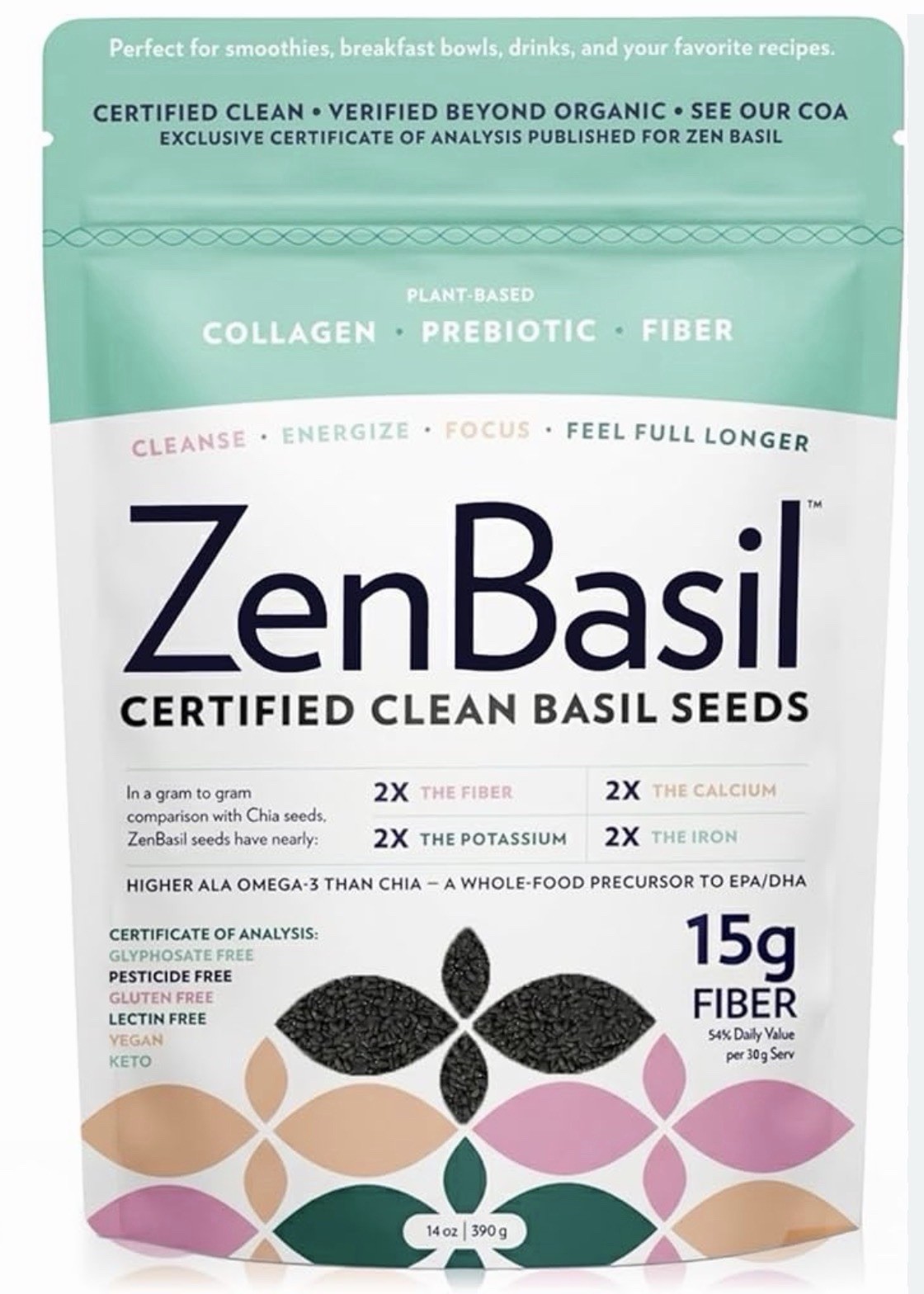 ZenBasil Organic Basil Seeds 14oz. Exp 2027 New Sealed