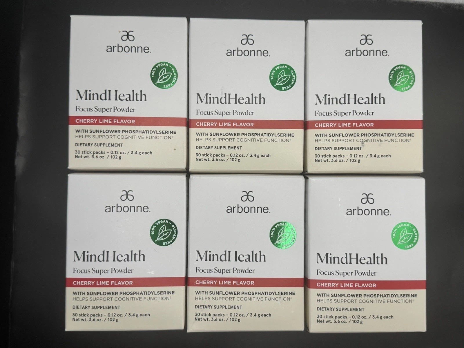 Arbonne Fizz MIND HEALTH 30 Packets Cherry Lime Focus Super Cognitive Powder NIB