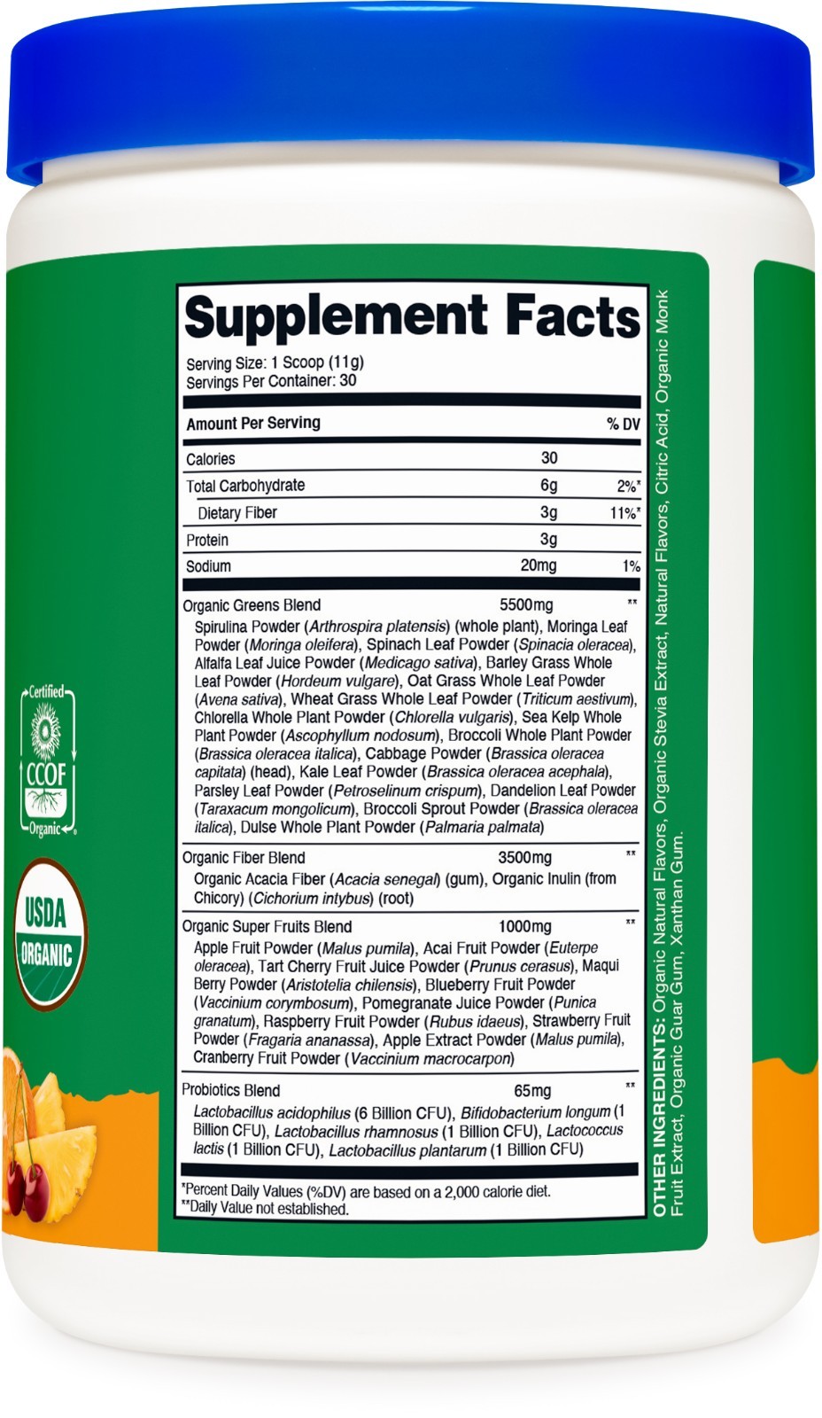 Nutricost Organic Super Greens Powder (30 Servings) Orange Sunrise Flavored